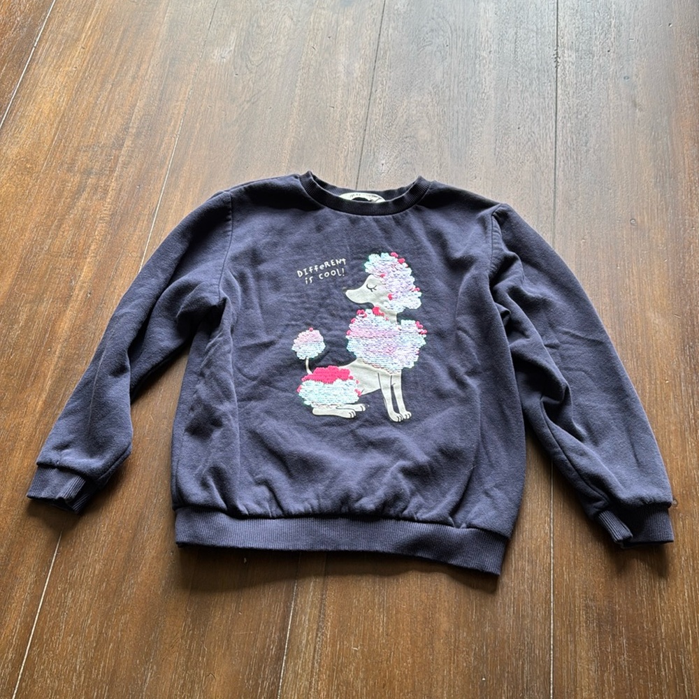 Size 6x-7 H&M interactive sequin poodle different is cool sweatshirt